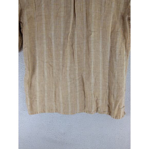 Bruno Shirt Mens XL Washable Linen Yellow Button Up Short Sleeve Pocket - Picture 14 of 16